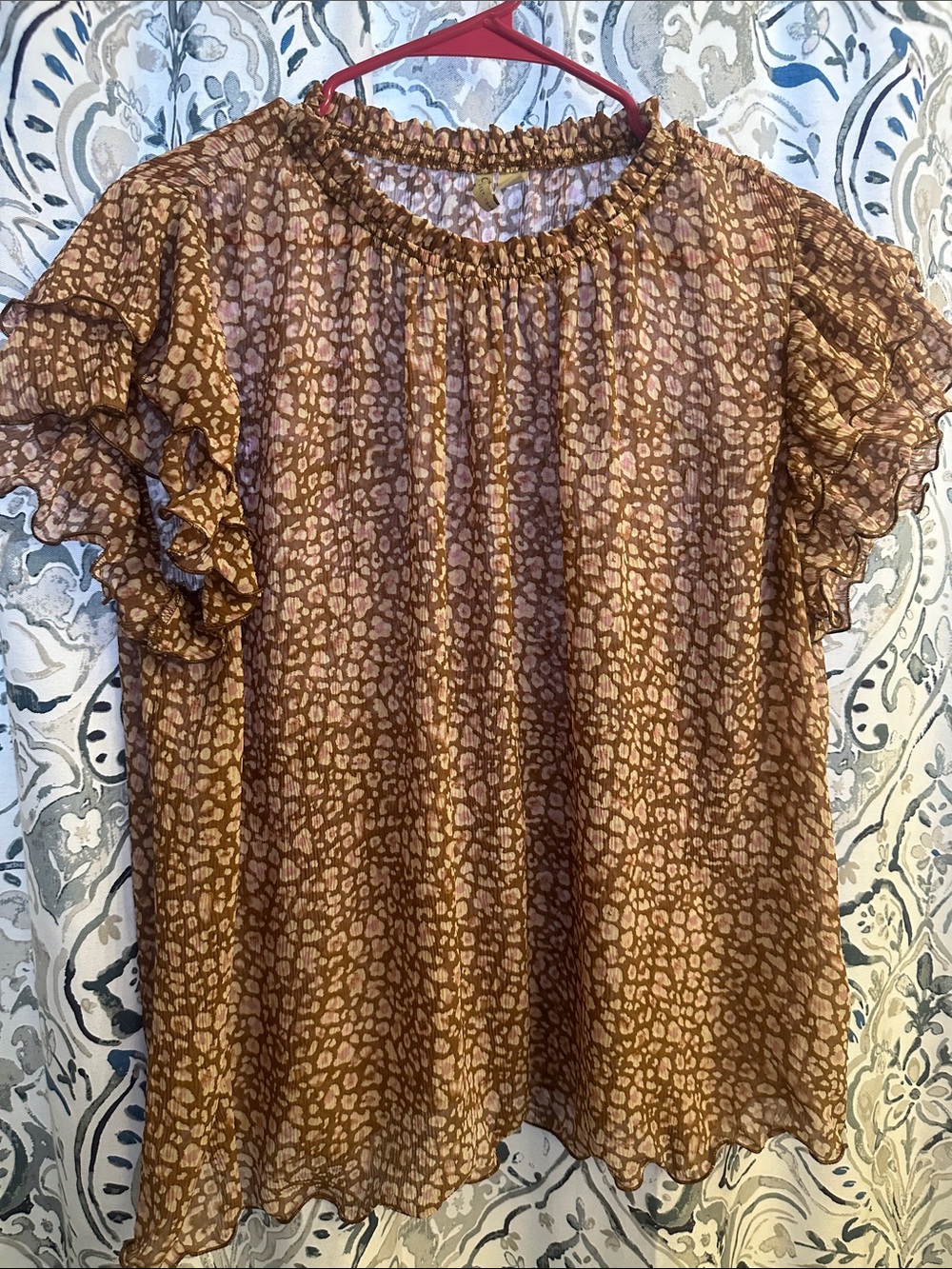 Brown and Pink Floral Print Women's top